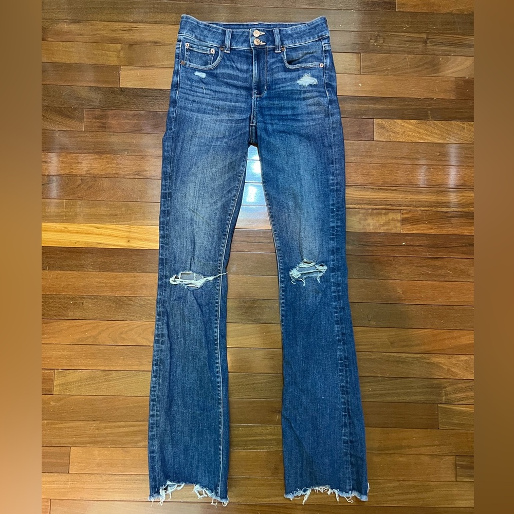 American Eagle Dark Wash Distressed Jeans